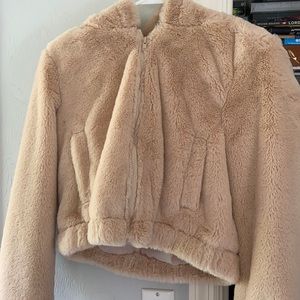 tan cropped zip up jacket!